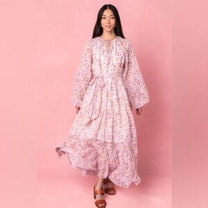 ivy city co imogen long sleeve belted floral maxi dress